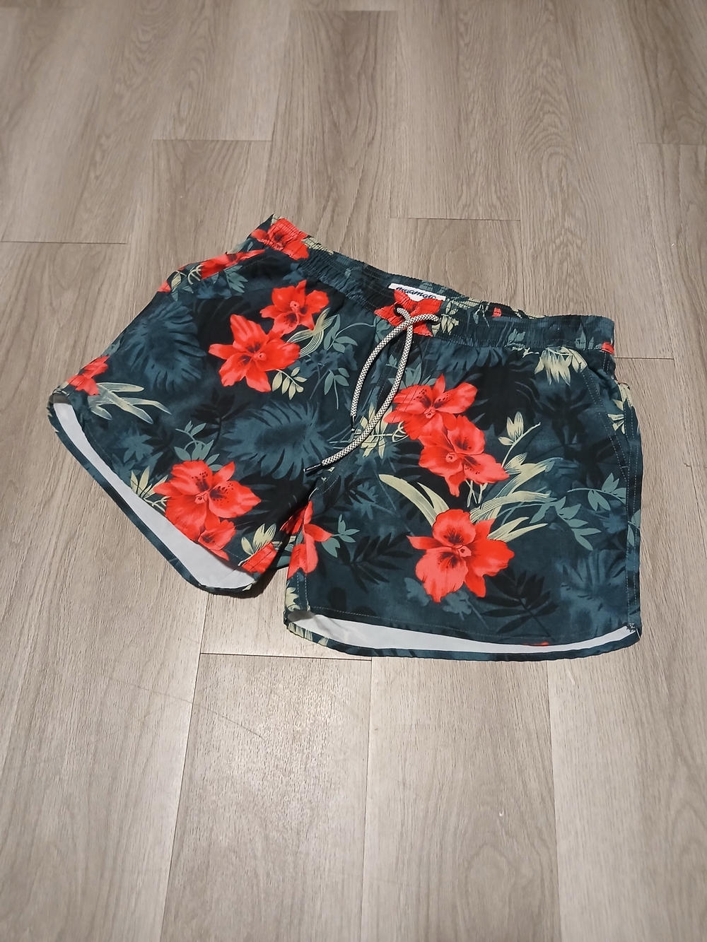 Maamgic Men's Tropical Swim Trunks Elastic Waist Pockets Large
